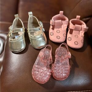 Gold and Pink Kids Shoes Set